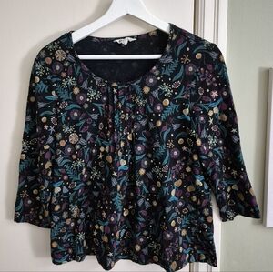 Seasalt Cornwall Cotton Jersey 3/4-Sleeve Print Penhollow Top, US6